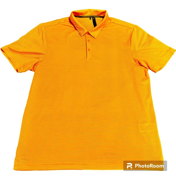 Adidas Men’s Orange Stripe Golf Polo Size L - Picture 1 of 10